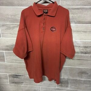 Vintage 90s Harley Davidson orange polo shirt